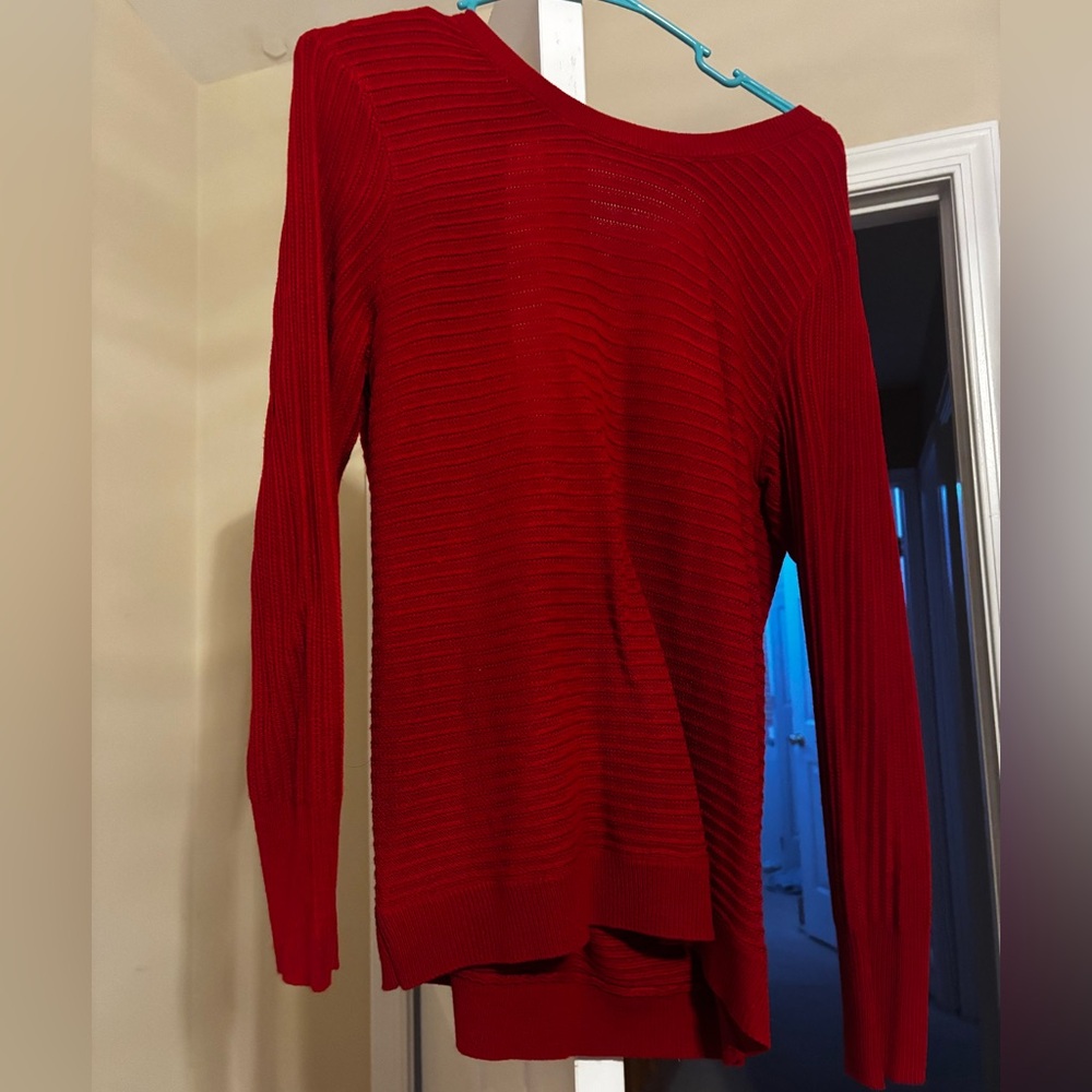 New York & Company Red V-Neck Sweater